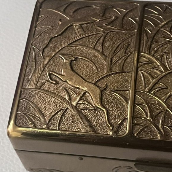 ART DECO CERTINA GOLD TONED VINTAGE JEWELRY WATCH CASE ETCHED ANTLOPE DESIGN - Picture 5 of 12